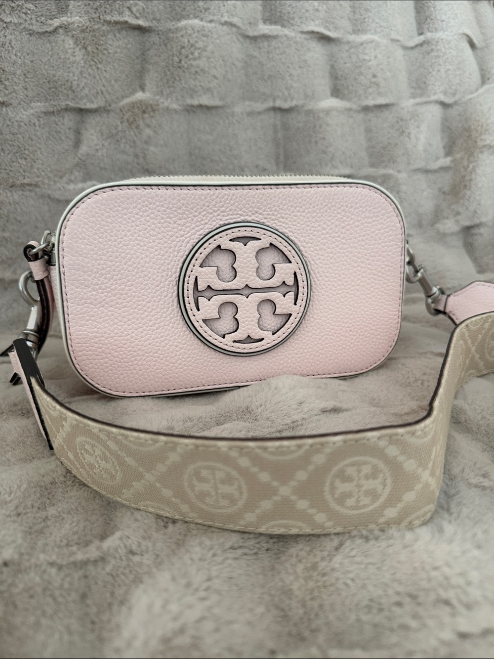 Tory Burch Miller Mini Blush Pebbled Leather Crossbody - Picture 5 of 5
